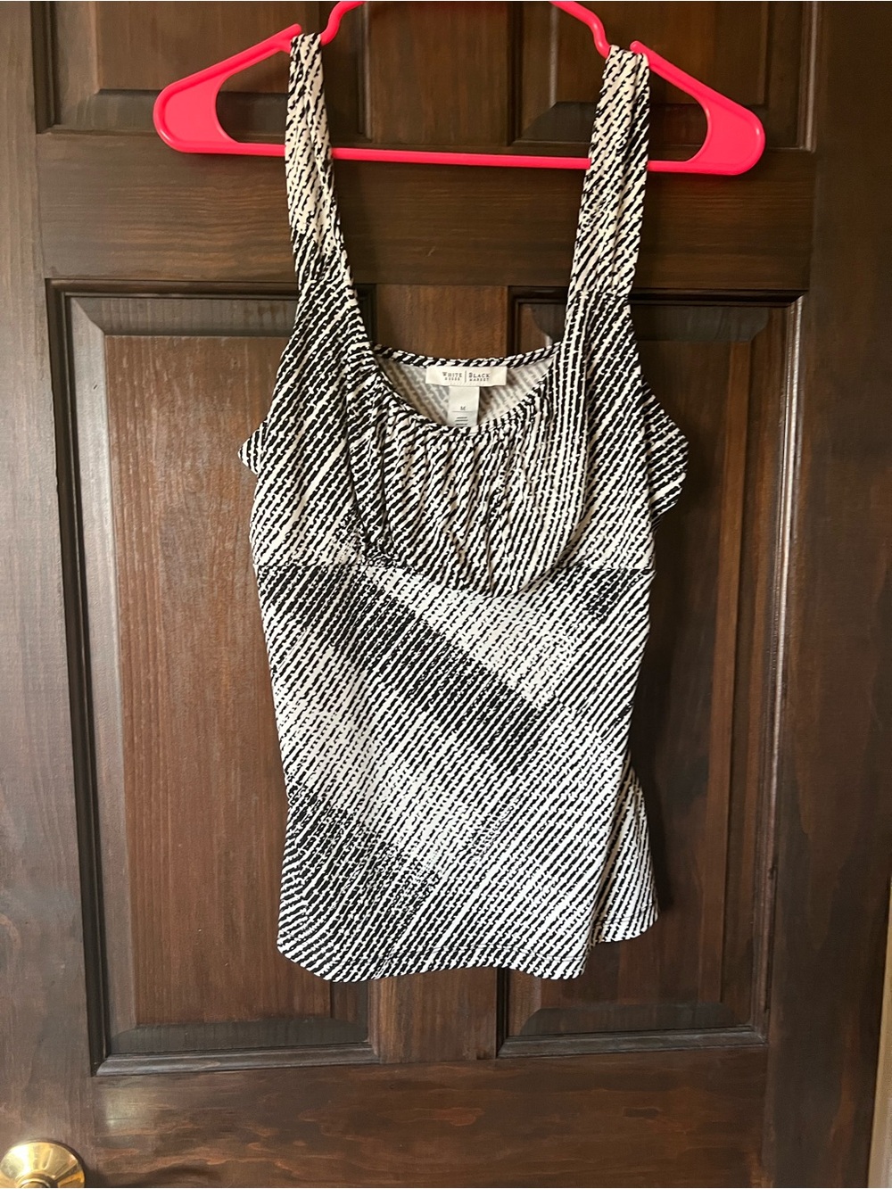 White House Black Market Black and White Diagonal Print Tank